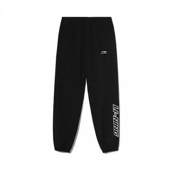 Li Ning Sports Lifestyle Series однотонные дышащие зауженные трикотажные джоггеры мужские джоггеры черные YYKT061-1 S