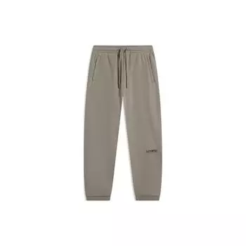 Li Ning Sports Lifestyle Series однотонные флисовые трикотажные спортивные штаны с манжетами для мужчин, коричневые AKLTB13-3 S