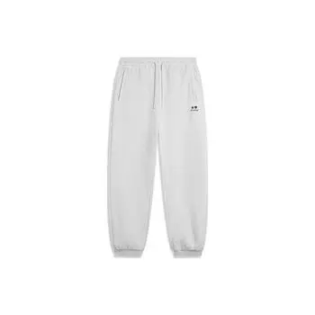 Li Ning Sports Lifestyle Series однотонные флисовые теплые трикотажные спортивные штаны мужские низы цветочно-серый глубокий антарктический серый AKLTB27-1 3XL