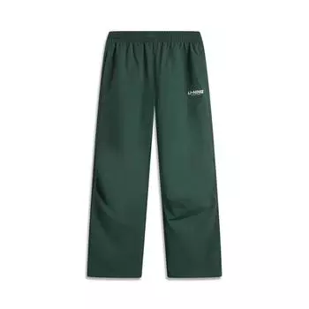 Li Ning Sports Lifestyle Series однотонные прямые удобные трикотажные спортивные брюки мужские брюки темно-зеленого цвета AYKU733-1 3XL