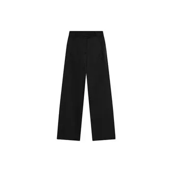Li Ning Sports Lifestyle Series однотонные прямые брюки с широкими штанинами, повседневные брюки, женские брюки, черный цвет AKXU494-2 XL