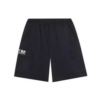 Li Ning Sports Lifestyle Series однотонные прямые повседневные шорты мужские шорты черные AKSS313-2 M