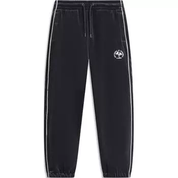 Li Ning Sports Lifestyle Series однотонные, со средней посадкой, на шнурке, удобные, дышащие, свободные манжеты, трикотажные спортивные брюки для женщин, черные AKXT752-3 L