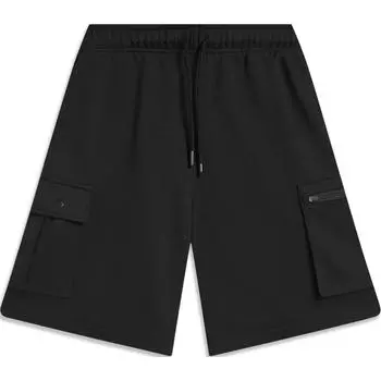 Li Ning Sports Lifestyle Series однотонные, со средней посадкой, на шнурке, удобные, дышащие, прямые, повседневные шорты для мужчин, черные AKSU233-2 S