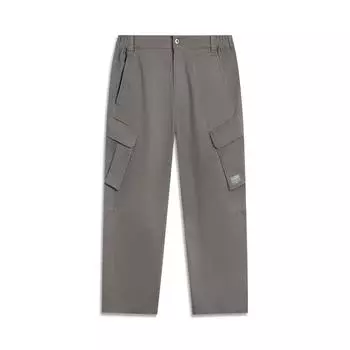 Li Ning Sports Lifestyle Series однотонные, со средней талией, удобные, дышащие, универсальные, прямые, повседневные брюки, мужские, цвета асфальта и серого AKXV133-6 S