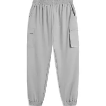 Li Ning Sports Lifestyle Series однотонные, со средней талией, удобные, дышащие, трикотажные спортивные брюки с манжетами, мужские брюки Ultimate-Gray AYKU181-3 S