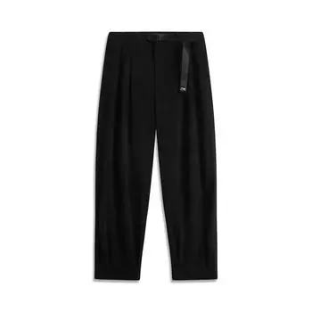 Li Ning Sports Lifestyle Series однотонные свободные трикотажные спортивные брюки со средней талией мужские низы черного цвета AKXU525-3 M