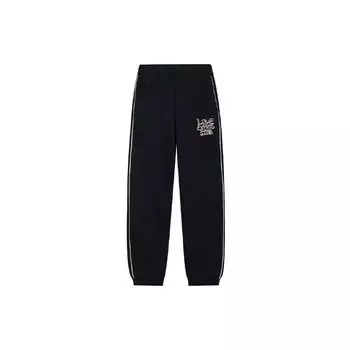 Li Ning Sports Lifestyle Series однотонные свободные спортивные брюки с вышитыми буквами женские брюки черного цвета AKLSA40-1 L
