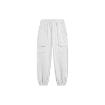 Li Ning Sports Lifestyle Series однотонные свободные трикотажные спортивные брюки мужские низы цветочно-серый глубокий антарктический серый AKLT411-2 XL