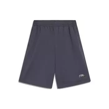 Li Ning Sports Lifestyle Series однотонные трикотажные повседневные шорты с вышитым логотипом мужские шорты цвета землистого серого AKSU699-3 S