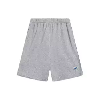 Li Ning Sports Lifestyle Series Однотонные трикотажные повседневные шорты с вышитым логотипом, мужские шорты серого цвета AKSU699-2 S