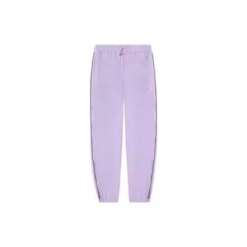 Li Ning Sports Lifestyle Series однотонные вышитые полосатые трикотажные джоггеры с завязками на манжетах женские джоггеры фиолетовые AYKS774-2 S