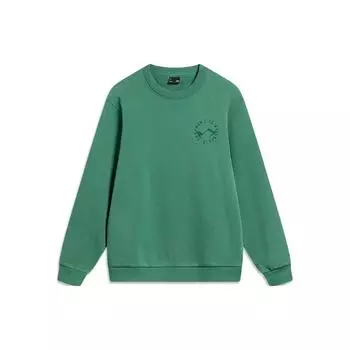 Li Ning Sports Lifestyle Series однотонный флисовый свитер-пуловер унисекс-толстовка Deep-Palace-Green AWDT753-3 L