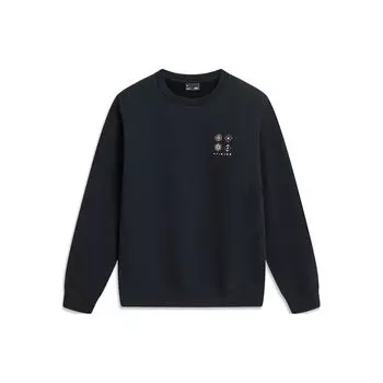 Li Ning Sports Lifestyle Series однотонный флисовый теплый свободный пуловер, толстовка унисекс, черная AWDT901-3 M
