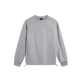 Li Ning Sports Lifestyle Series однотонный круглый вырез пуловер свободный свитшот унисекс свитшот Ultimate-Gray AWDU021-4 M