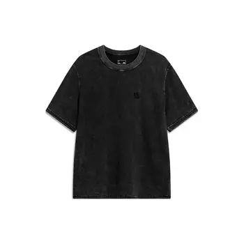 Li Ning Sports Lifestyle Series однотонный круглый вырез удобный пуловер короткий рукав футболка мужские топы черный AHSU311-3 M