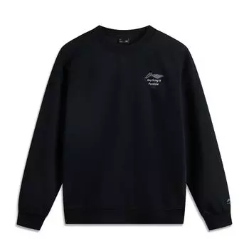 Li Ning Sports Lifestyle Series однотонный логотип с круглым вырезом удобный дышащий флисовый теплый свитшот унисекс свитшот AWDU981-12 XS