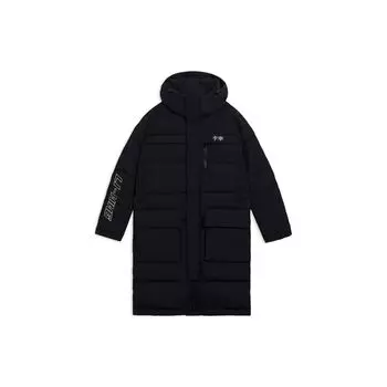 Li-Ning Sports Lifestyle Series однотонный принт с логотипом длинный пуховик на молнии мужская верхняя одежда черный AYMS065-2 L