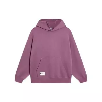 Li Ning Sports Lifestyle Series однотонный свитер с капюшоном и заниженными плечами, мужской свитшот, фиолетовый AWDSB15-4 M