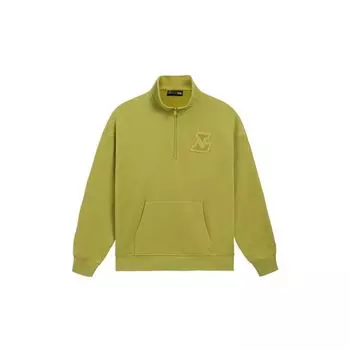 Li Ning Sports Lifestyle Series однотонный свитер с воротником-стойкой и длинными рукавами, мужская толстовка, длинная, зеленая, ветка AWDSA05-3 XXXL