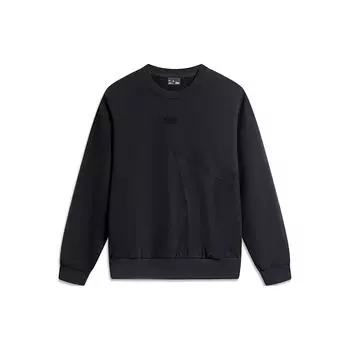 Li Ning Sports Lifestyle Series однотонный свободный пуловер, женская толстовка, черный AWDTC92-4 S