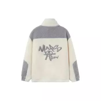 Li Ning Sports Lifestyle Series Полная молния воротник стойка свободная трикотажная куртка унисекс куртка Paper-White AJDR531-1 M