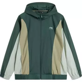 Li Ning Sports Lifestyle Series Повседневная минималистичная куртка с капюшоном на молнии, мужская, зеленая AFDU667-2 M