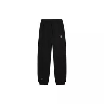 Li Ning Sports Lifestyle Series Повседневные флисовые манжеты на талии однотонные трикотажные спортивные брюки для женщин, черные AKLU868-1 L