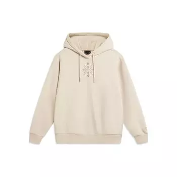 Li Ning Sports Lifestyle Series Повседневный спортивный свитер с капюшоном и принтом в виде букв, толстовка с длинным рукавом, женская толстовка Fog-Khaki AWDT908-1 L