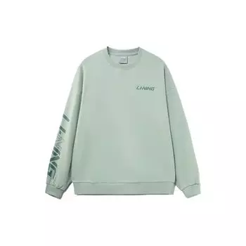 Li Ning Sports Lifestyle Series Повседневный свободный пуловер с длинным рукавом Толстовка мужская толстовка Серо-туманно-зеленый AWDRB77-5 XXL