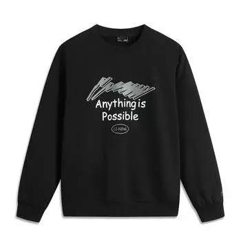 Li Ning Sports Lifestyle Series Printed Letter Crew Neck Удобная дышащая толстовка унисекс толстовка черного цвета AWDUE93-1 S