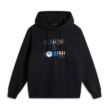Li Ning Sports Lifestyle Series Printed Letter Casual Comfortable Knit Sweatshirt Men sweatshirt Black AWDV245-1 L