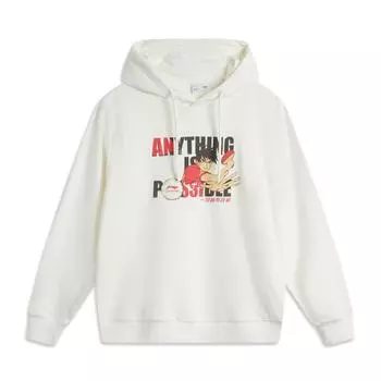 Li Ning Sports Lifestyle Series Printed Letter Casual Comfortable Knitted Sweatshirt Men sweatshirt Off-White AWDV245-8 S