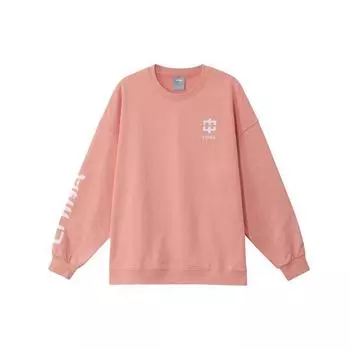 Li Ning Sports Lifestyle Series Printed Loose Round Neck Pullover Hoody Unisex Hoody Orange Pink AWDRB78-4 S
