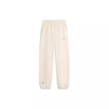 Li Ning Sports Lifestyle Series Простые свободные повседневные универсальные трикотажные спортивные брюки с манжетами для ранней весны, женские плавки Swan-White AKLU868-6 XS