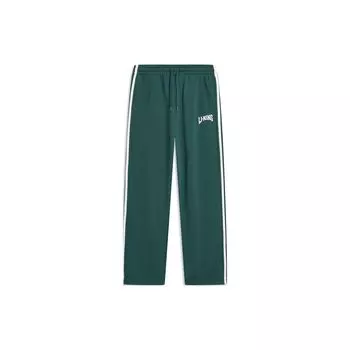 Li Ning Sports Lifestyle Series прямые трикотажные брюки с боковыми полосками темно-зеленого цвета AKLTB15-3 XL