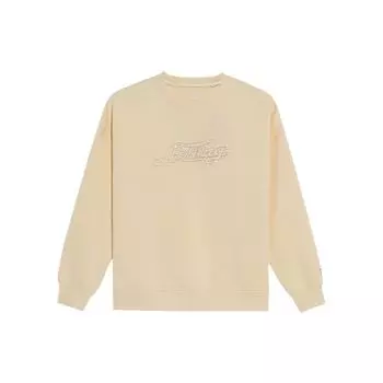 Li Ning Sports Lifestyle Series Rhinestone Logo Loose Sports Crewneck Sweatshirt Women sweatshirt Vanilla-Yellow AWDS042-5 L