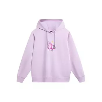 Li Ning Sports Lifestyle Series с капюшоном, свободным джемпером с завязками на плечах, длинными рукавами, женская толстовка светло-дымчато-фиолетового цвета AWDU032-6 XL