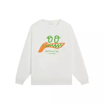 Li Ning Sports Lifestyle Series с логотипом и буквенным принтом, флисовый свитер с круглым вырезом, толстовка унисекс, цвет белый AWDSG91-1 L