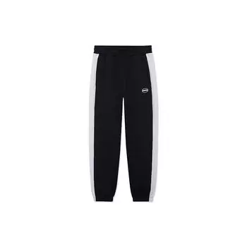 Li Ning Sports Lifestyle Series Side Color Block свободные теплые трикотажные спортивные штаны с манжетами мужские низы черные AKLS963-1 L