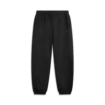 Li-Ning Sports Lifestyle Series Solid Color Mid-Waist Drawstring Versatile Loose Fit Cuffed Knit Joggers Women bottoms AKLVC14-4 S