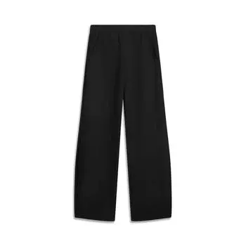 Li-Ning Sports Lifestyle Series Solid Color Mid-Rise Breathable Versatile Straight Leg Casual Pants Women bottoms Black AKLV198-2 M