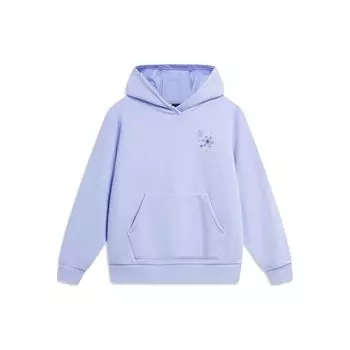 Li Ning Sports Lifestyle Series Star Fleece Warm Loose Pullover Hoodie Women Hoodies Snow-Purple AWDT820-2 S
