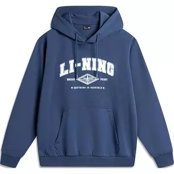 Li Ning Sports Lifestyle Series свитер с надписью Letter Loose Hooded Long Sleeve Sweatshirt Men sweatshirt Deep-Navy AWDU615-7 3XL