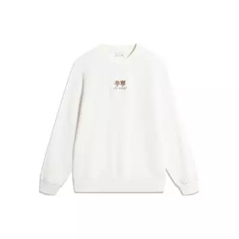 Li Ning Sports Lifestyle Series свитер с буквенным принтом, теплая повседневная флисовая зимняя толстовка с длинным рукавом и круглым вырезом, унисекс, толстовка AWDU925-4 M