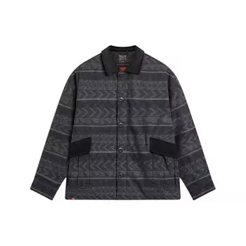 Li Ning Sports Lifestyle Series Свободная повседневная спортивная куртка из хлопка, куртка унисекс, черная AJMU009-2 XL