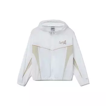 Li Ning Sports Lifestyle Series свободная ветровка с капюшоном женская верхняя одежда белый AFDR324-1 M