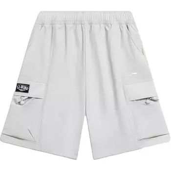 Li Ning Sports Lifestyle Series Свободные дышащие удобные повседневные шорты с эластичной резинкой на талии Мужские шорты светло-дымчато-серого цвета AKST015-1 2XL