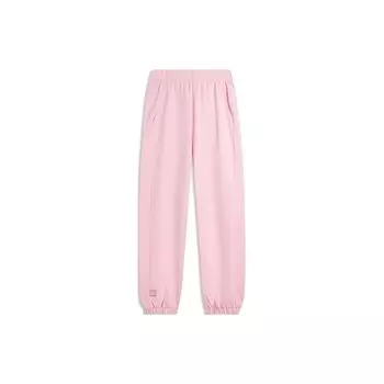 Li Ning Sports Lifestyle Series свободные повседневные универсальные трикотажные спортивные брюки с манжетами женские плавки светло-розового цвета AKLU868-7 XL