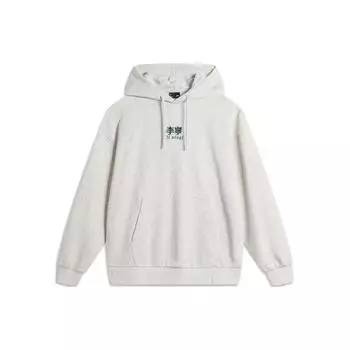 Li Ning Sports Lifestyle Series Свободный крой с капюшоном и принтом в виде букв, унисекс, цветочно-серый, глубокий антарктический серый AWDU923-8 3XL